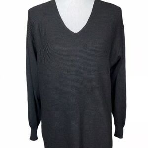 Ella Moss Ladies' Ribbed V-Neck Sweater - BLACK L